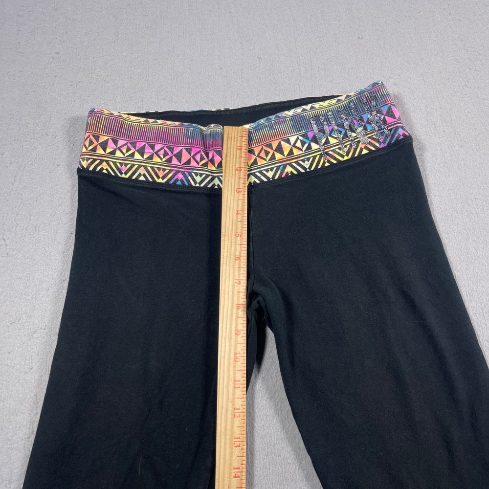 Victoria's Secret PINK Yoga Capri Leggings Women S Black Sequin Logo‎ Waistband - Picture 4 of 9